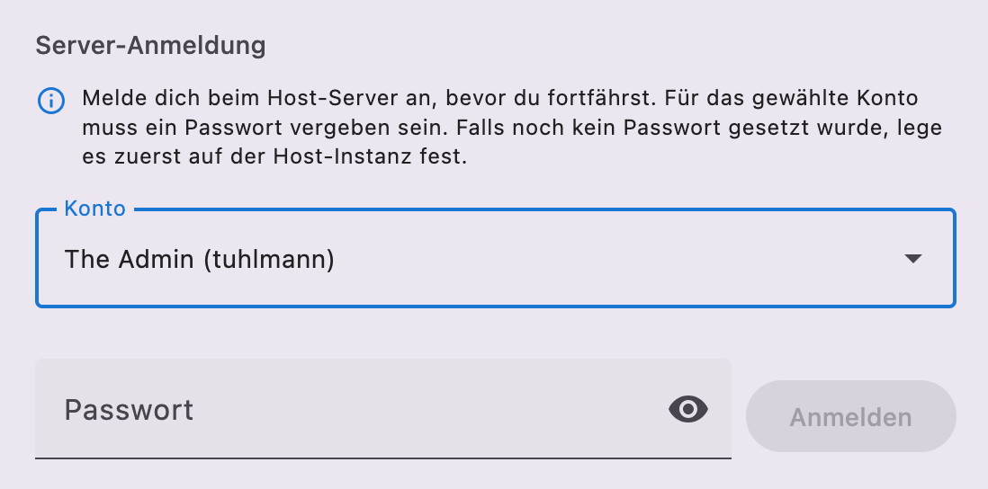 Host login step during client onboarding